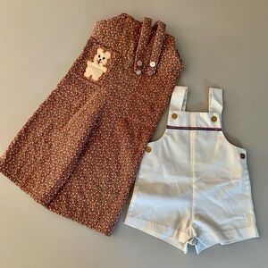 FREE w/any purchase -VINTAGE overalls long approx. 12-18 mos-short white 12 mos
